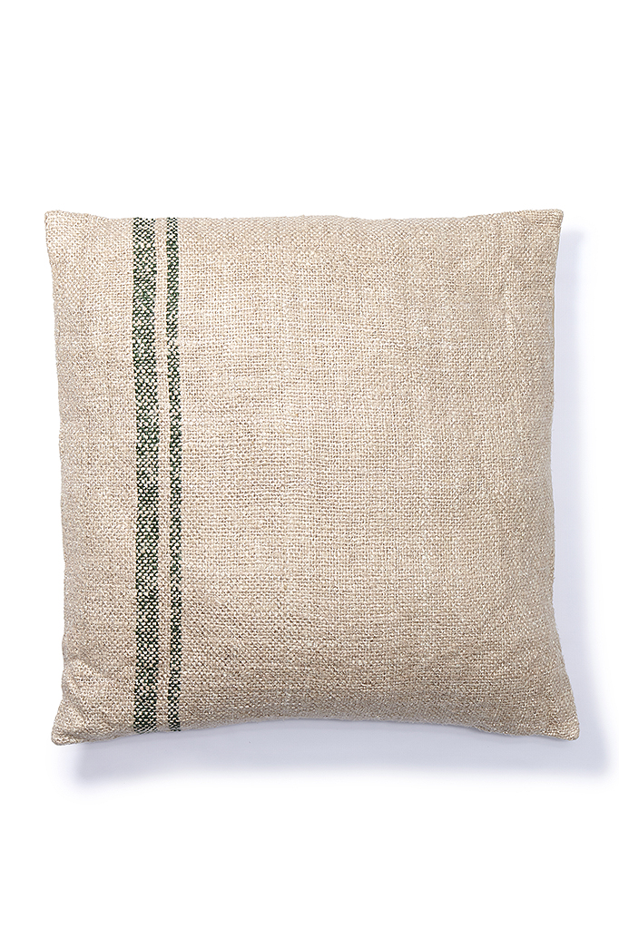 OVERSIZED BEIGE WITH GREEN STRIPE FLOOR CUSHION