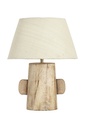 Wooden Base Lamp with White Shade