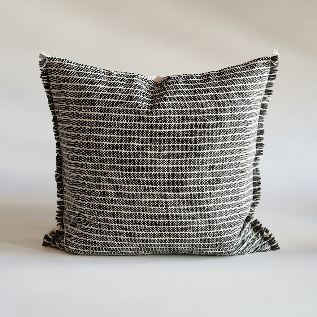 Striped Woven Grey Cushion Cover