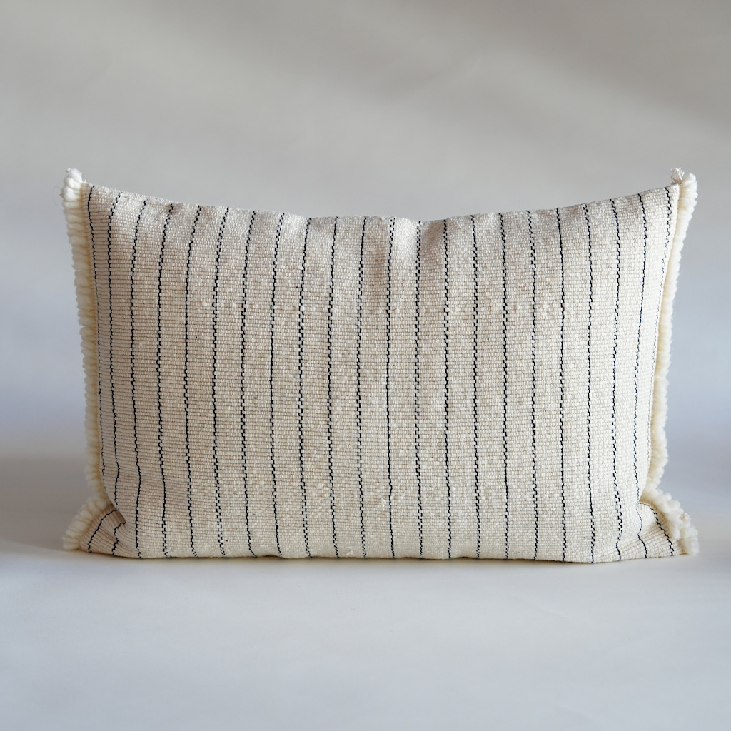 Striped Woven White Cushion Cover