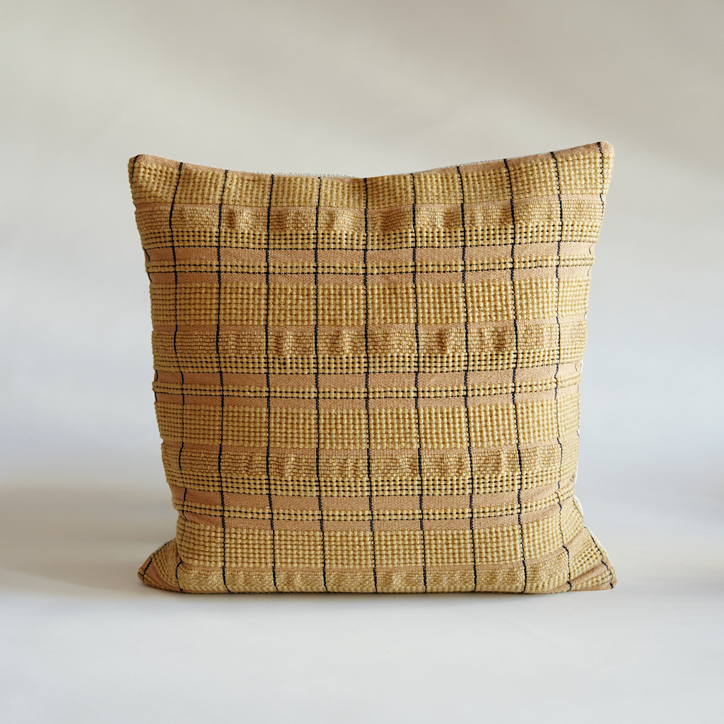 Mustard Textured Striped Cushion Cover