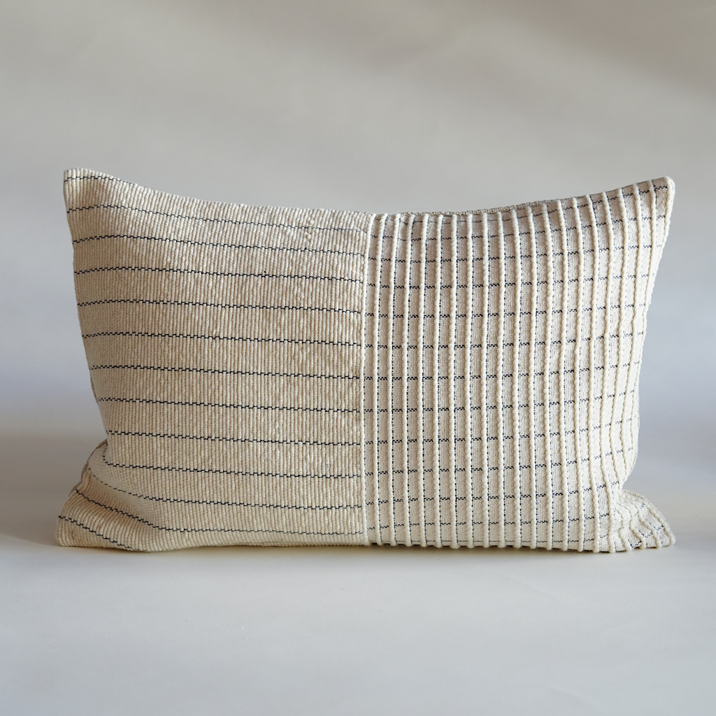 Offwhite Textured Striped Cushion Cover