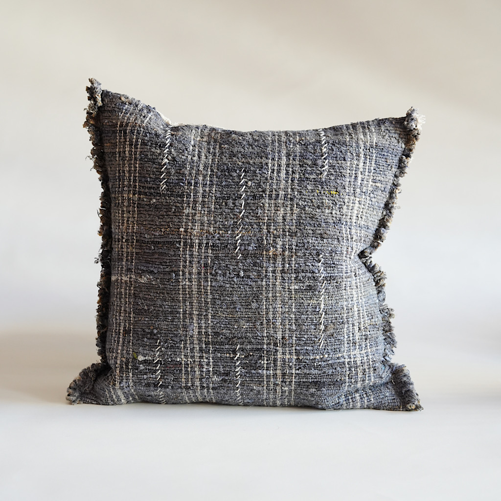 Grey Textured Striped Cushion Cover