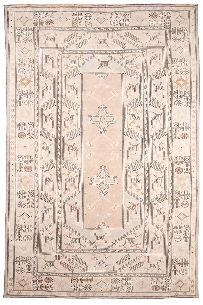 ANTIQUE TURKISH MUGLA BOZOGLAN MILAS WOOL RUG 70 YEARS OLD