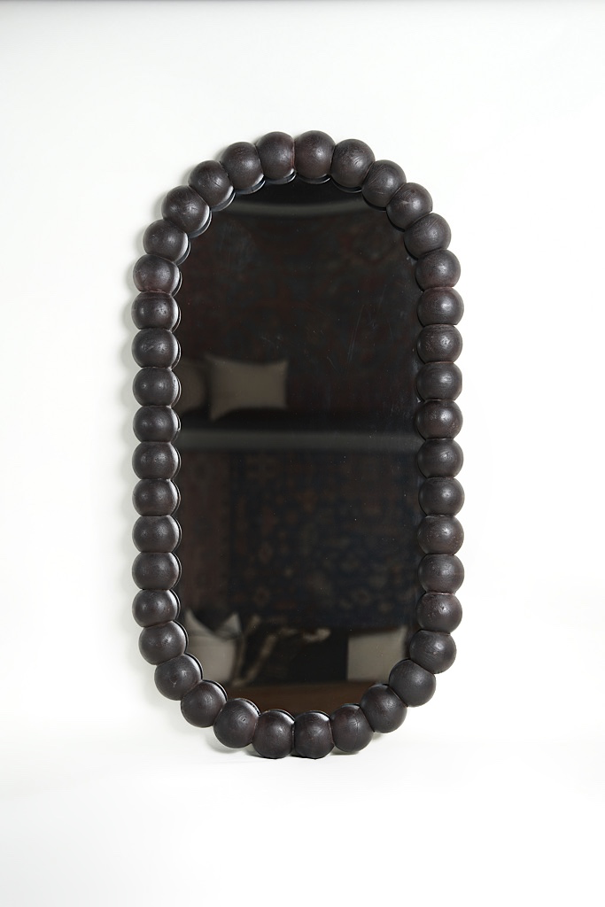 OVAL WOODEN BALL FRAMED MIRROR