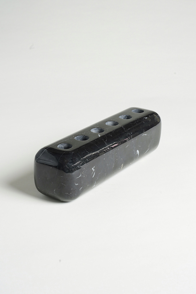 BLACK MARQUINA MARBLE 6-CANDLE HOLDER 