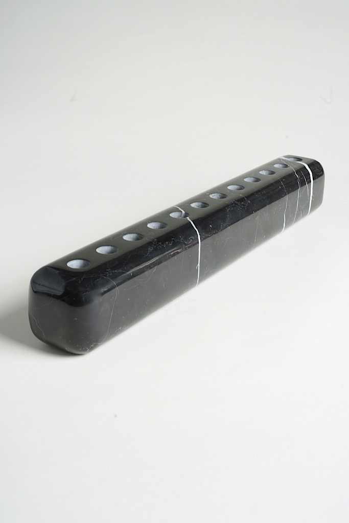BLACK MARQUINA MARBLE 12-CANDLE HOLDER