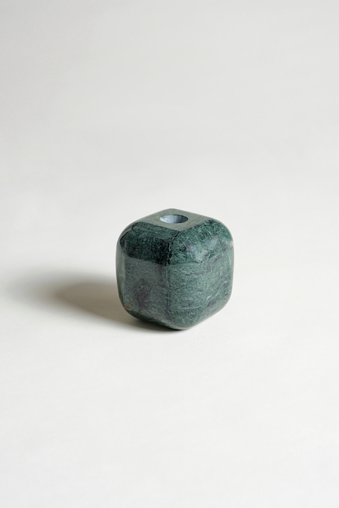 INDIAN GREEN MARBLE SINGLE CANDLE HOLDER 