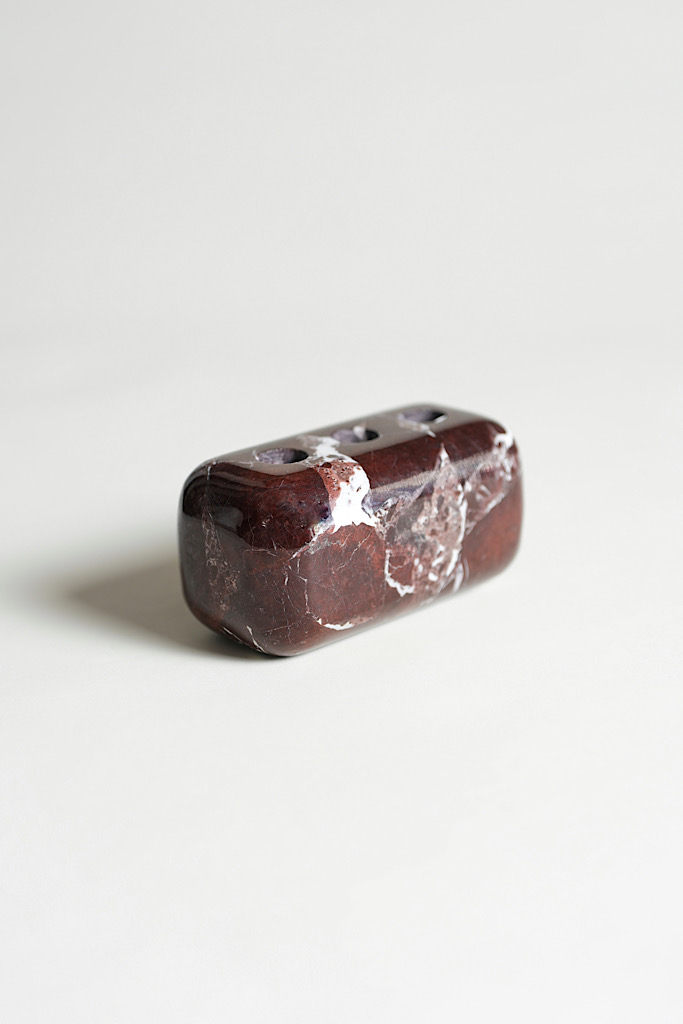ROSSO LEVANTO MARBLE 3-CANDLE HOLDER
