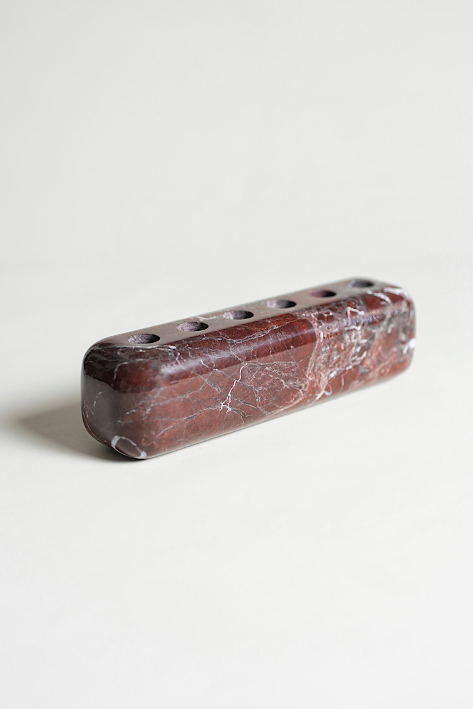 ROSSO LEVANTO MARBLE 6-CANDLE HOLDER