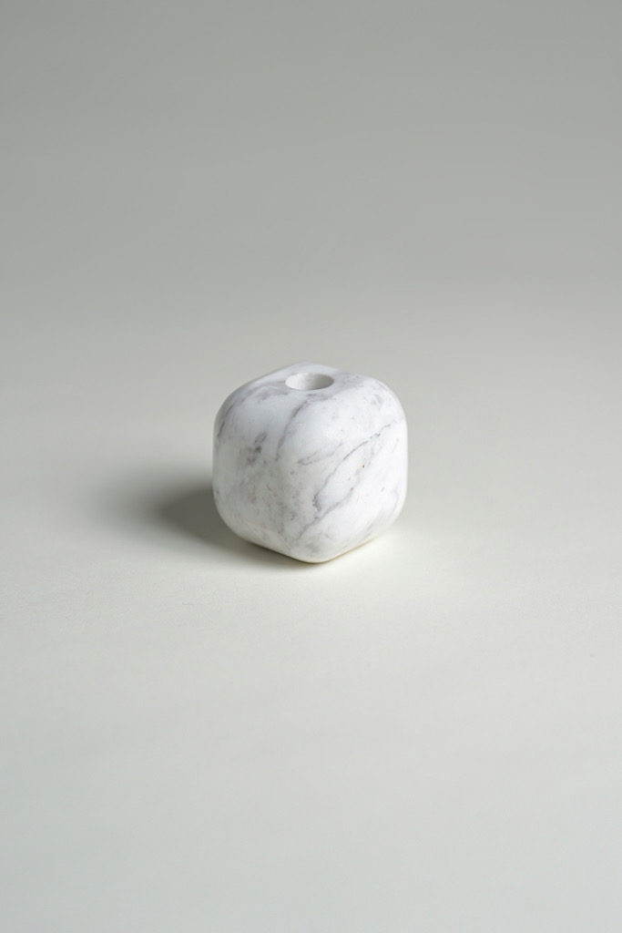 WHITE VOLAKAS MARBLE SINGLE CANDLE HOLDER