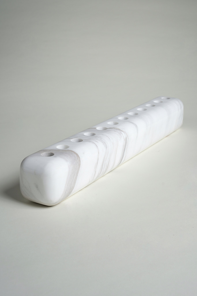 WHITE VOLAKAS MARBLE 12-CANDLE HOLDER