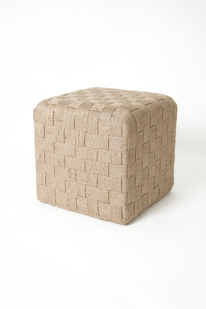 Handwoven Jute Cube Ottoman
